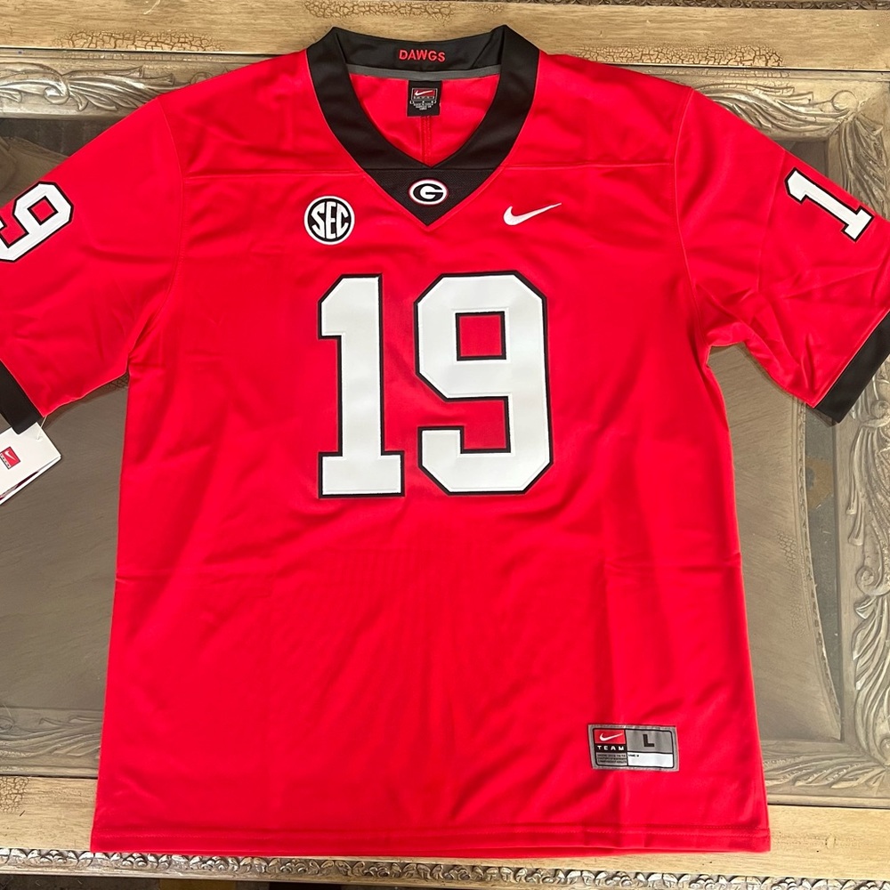 Brock Bowers Jersey NEW Mens Large Red Georgia Bulldogs Chargers Ships USA